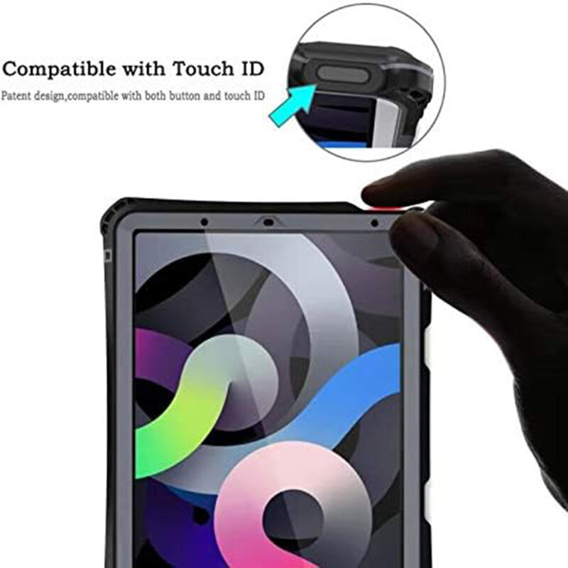 Husa 360 iPad Air 5 (2022) ShellBox Waterproof IP68, negru