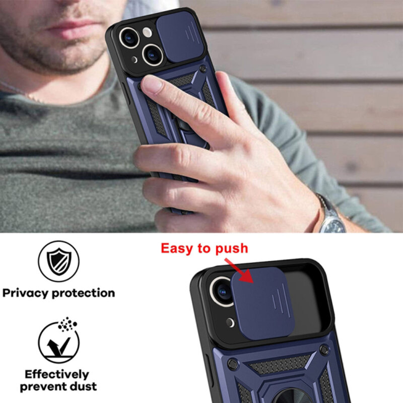 Husa iPhone 13 Pro Max protectie camera Techsuit CamShield Series, albastru