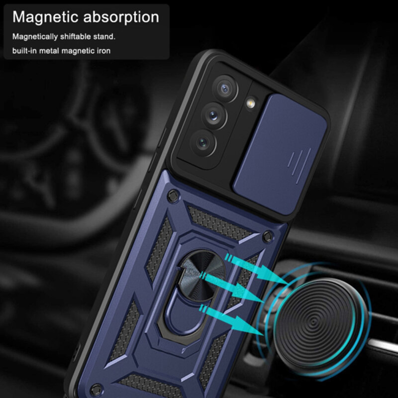 Husa Samsung Galaxy S21 FE 5G protectie camera Techsuit CamShield Series, albastru