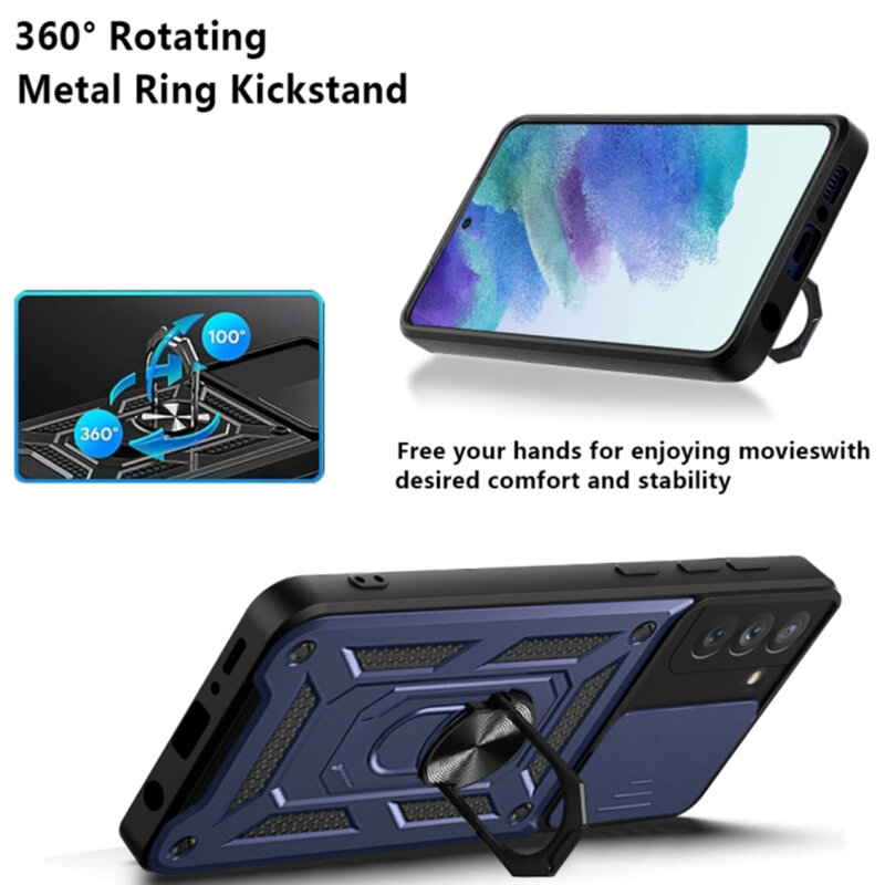 Husa Samsung Galaxy S21 FE 5G protectie camera Techsuit CamShield Series, albastru