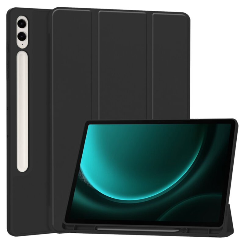 Husa Samsung Galaxy Tab S9 FE Plus Techsuit Flex Trifold Pen, negru