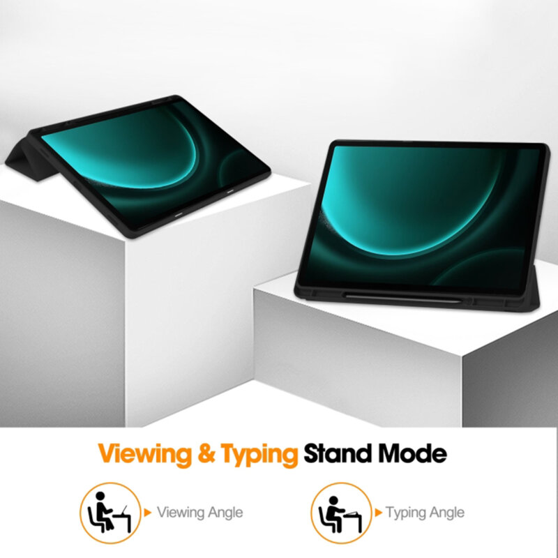 Husa Samsung Galaxy Tab S9 FE Plus Techsuit Flex Trifold Pen, negru