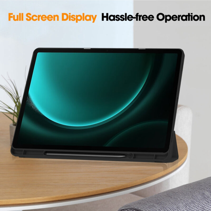 Husa Samsung Galaxy Tab S9 FE Plus Techsuit Flex Trifold Pen, negru