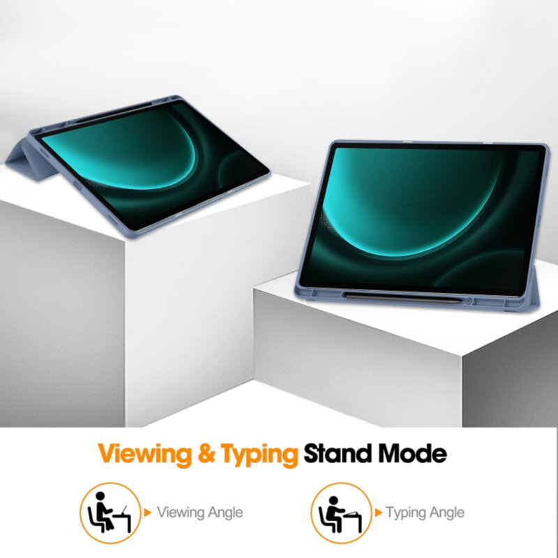 Husa Samsung Galaxy Tab S9 FE Plus Techsuit Flex Trifold Pen, gri