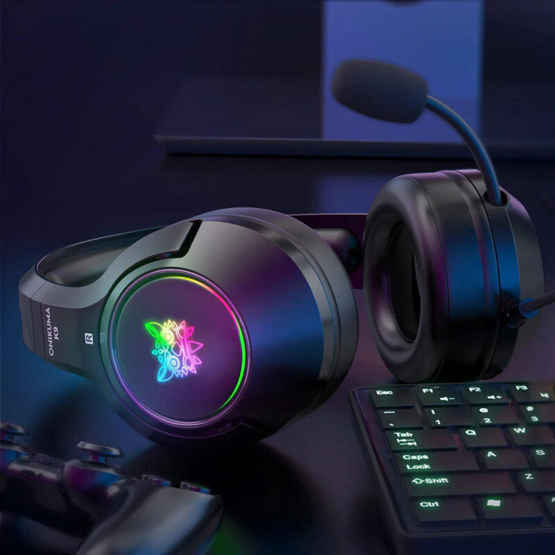 Casti gaming cu microfon si RGB Onikuma K9, negru