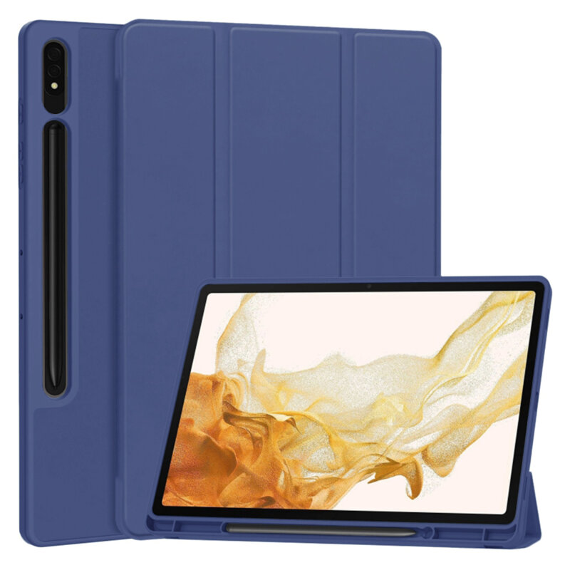 Husa Samsung Galaxy Tab S8 Plus Techsuit Flex Trifold Pen, bleumarin