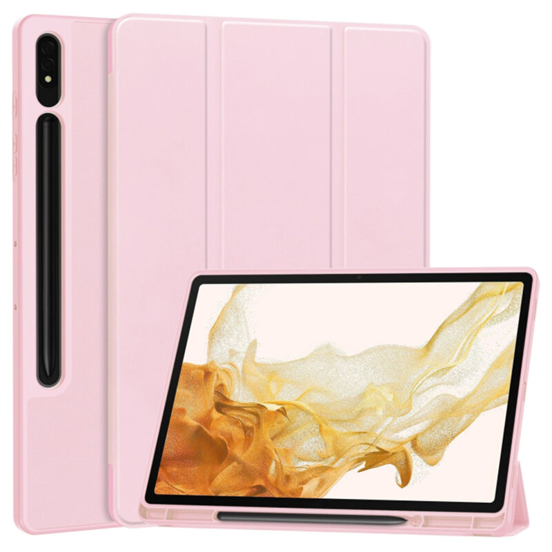 Husa Samsung Galaxy Tab S8 Plus Techsuit Flex Trifold Pen, roz