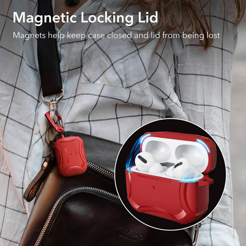 Husa Apple AirPods Pro ESR Cyber Armor Tough HaloLock, rosu