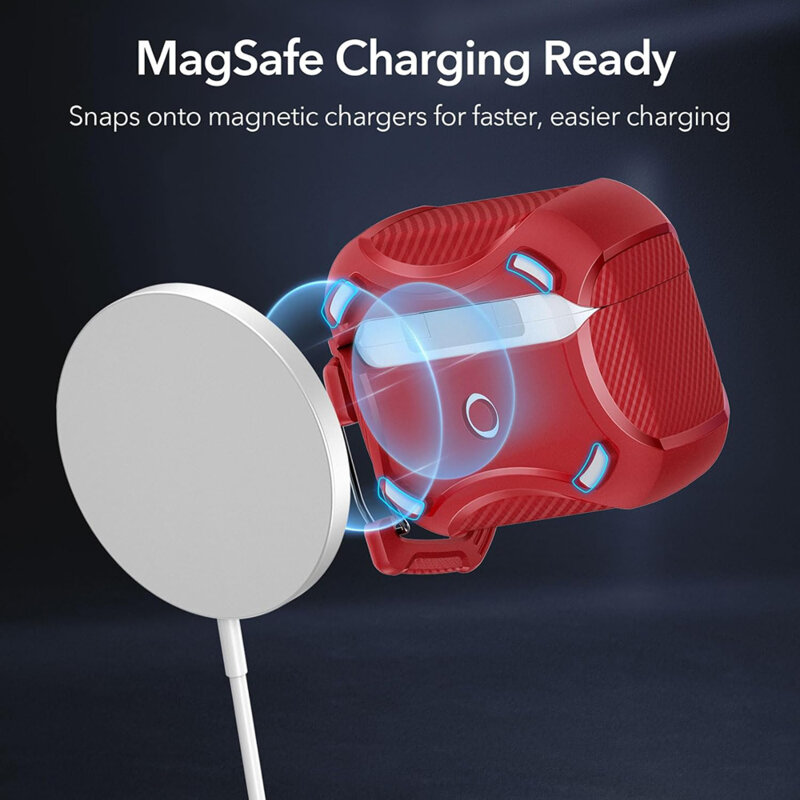 Husa Apple AirPods Pro 2 ESR Cyber Armor Tough HaloLock, rosu