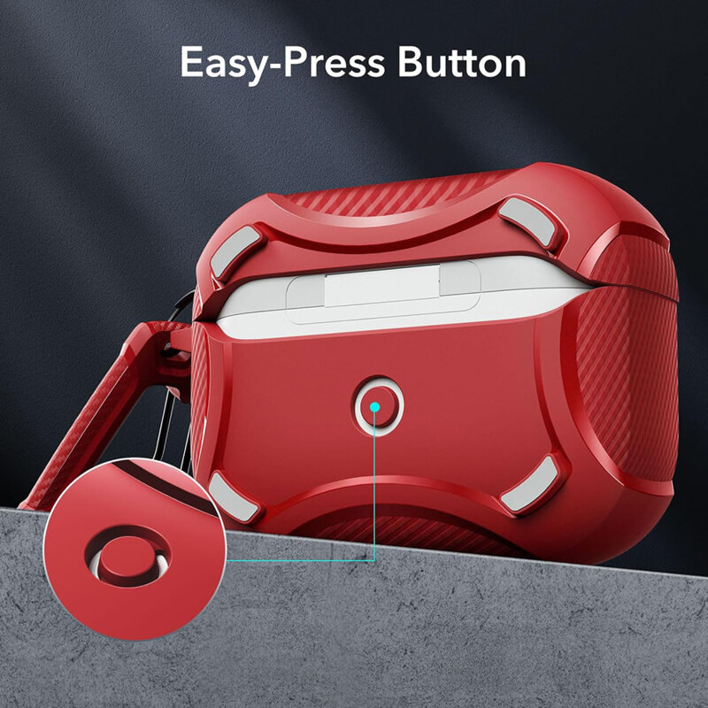 Husa Apple AirPods Pro 2 ESR Cyber Armor Tough HaloLock, rosu