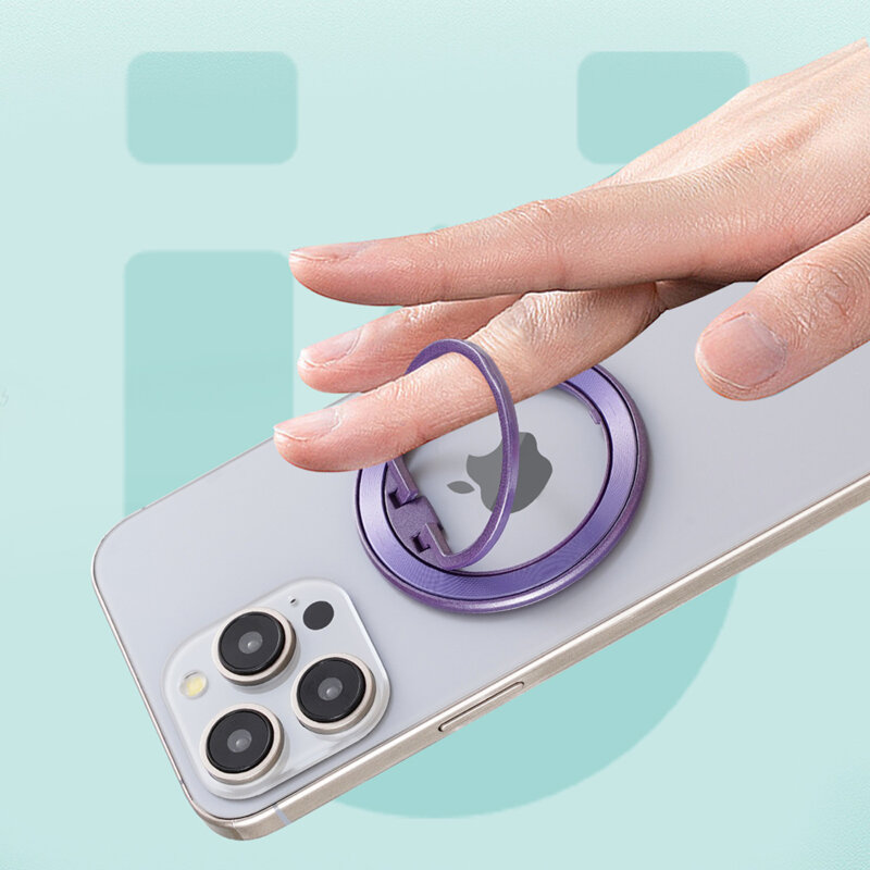 Suport inel telefon iRing MagSafe Techsuit MPR2, argintiu/mov