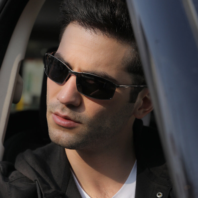 Ochelari dreptunghiulari polarizati Techsuit, negru cromat, 559