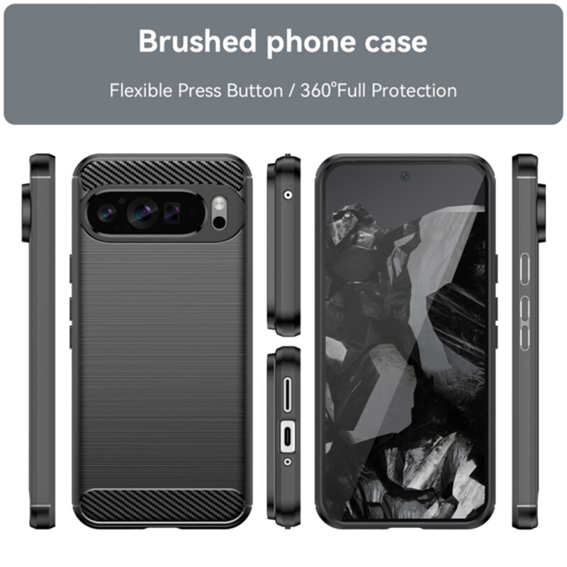 Husa Google Pixel 9 Pro XL Techsuit Carbon Silicone, negru