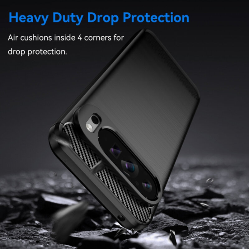 Husa Google Pixel 9 Pro XL Techsuit Carbon Silicone, negru