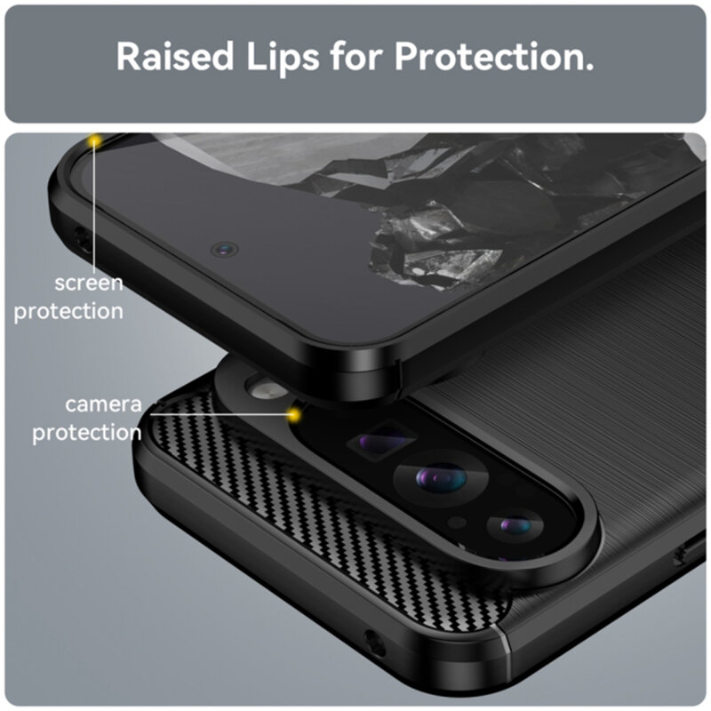 Husa Google Pixel 9 Pro XL Techsuit Carbon Silicone, negru