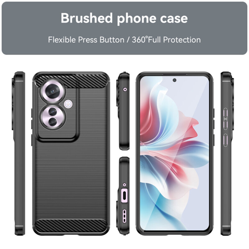 Husa Oppo Reno11 F Techsuit Carbon Silicone, negru
