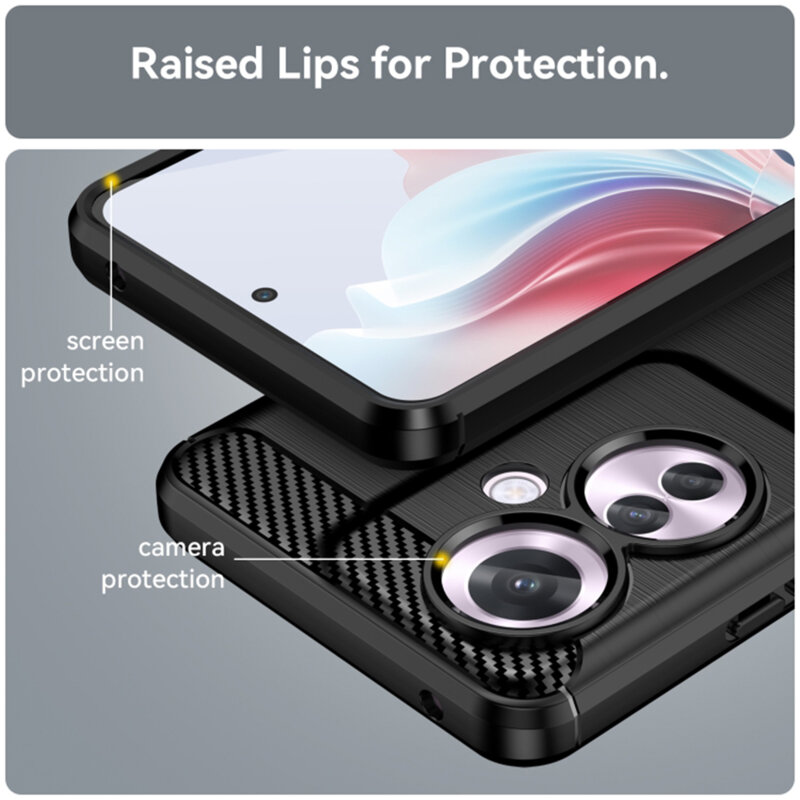 Husa Oppo Reno11 F Techsuit Carbon Silicone, negru