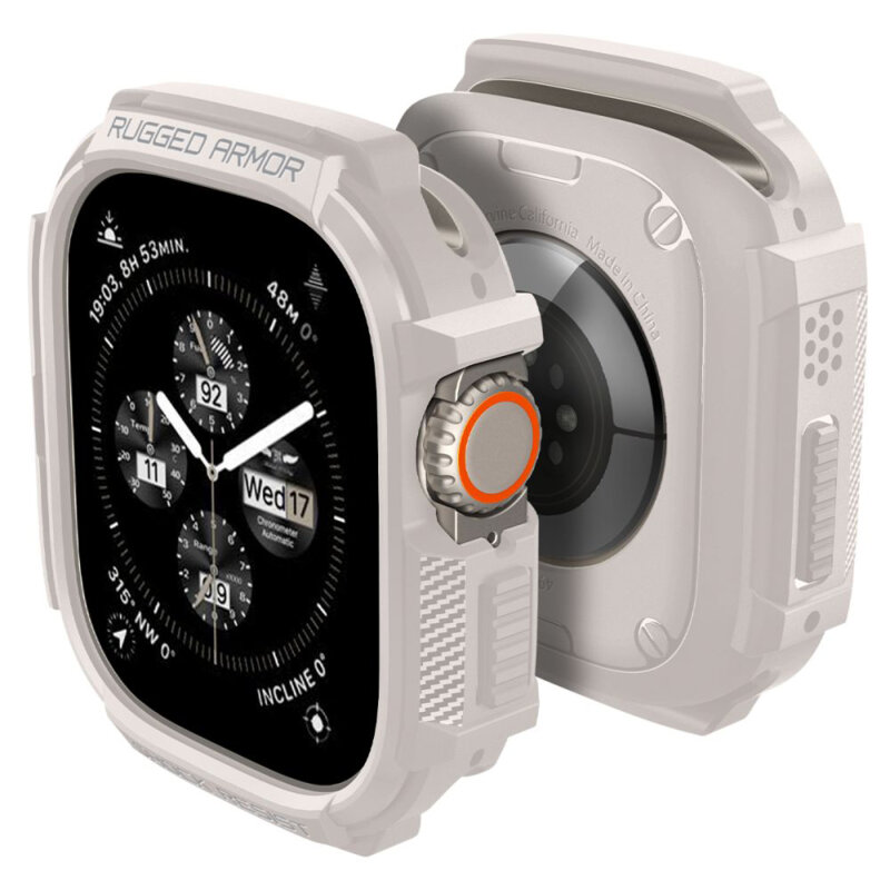 Husa Apple Watch Ultra 2 Spigen Rugged Armor, bej