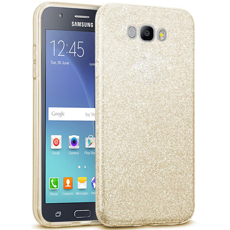 Husa Samsung Galaxy J7 2016 J710 Color TPU Sclipici - Auriu