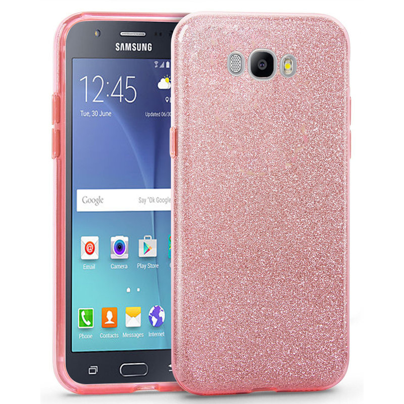 Husa Samsung Galaxy J7 2016 J710 Color TPU Sclipici - Roz
