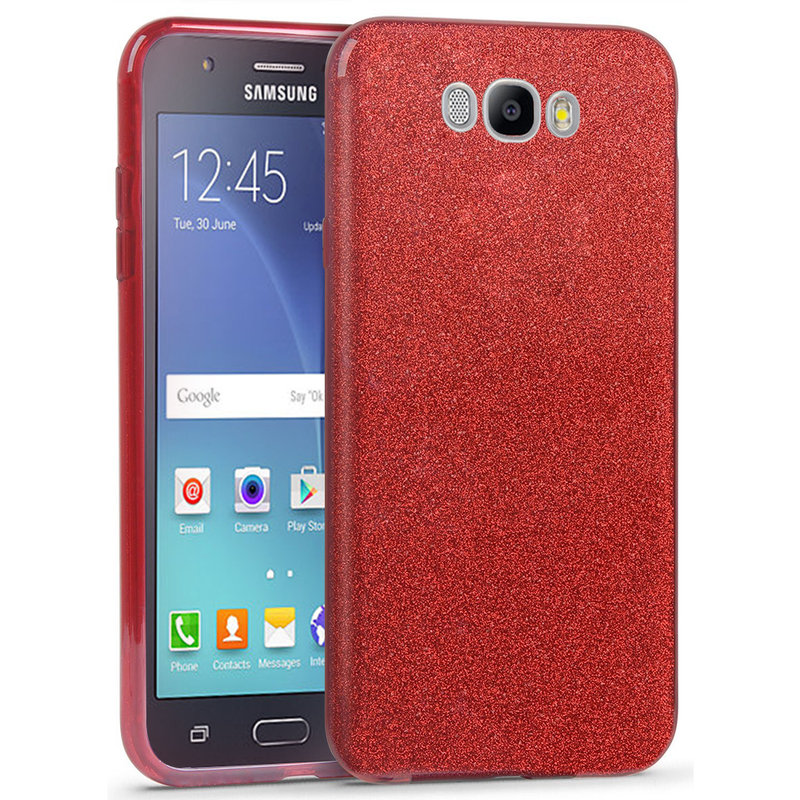 Husa Samsung Galaxy J7 2016 J710 Color TPU Sclipici - Rosu