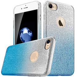 Husa iPhone 8 Gradient Color TPU Sclipici - Albastru