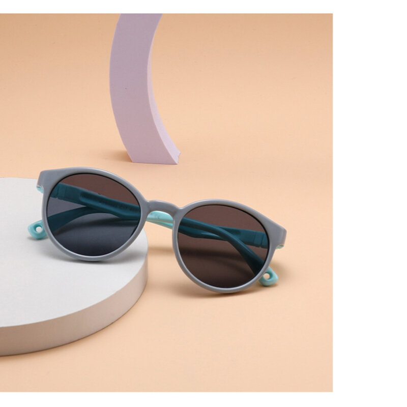 Ochelari soare rotunzi copii Techsuit, gri/albastru, 22049