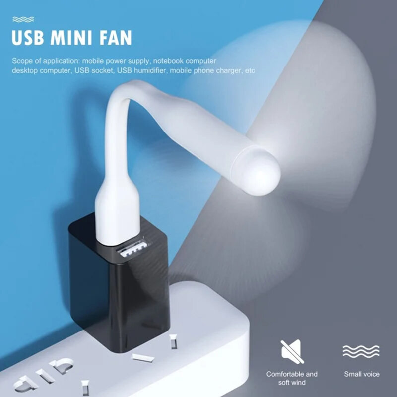 Mini ventilator portabil USB, flexibil Techsuit TUF1, albastru