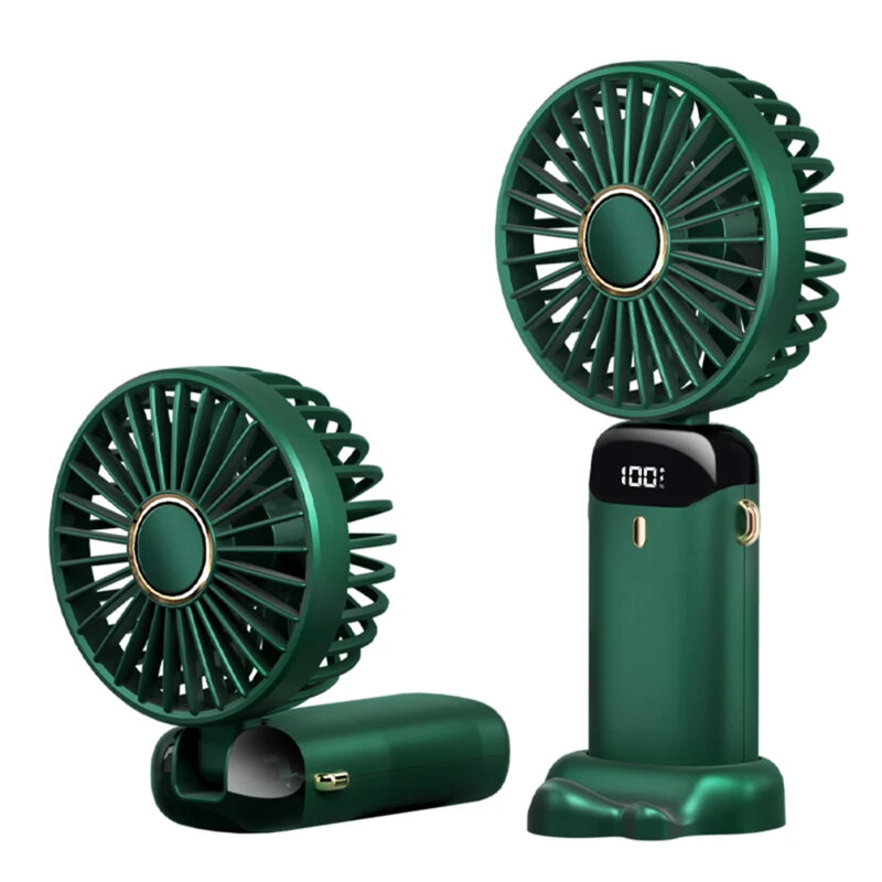 Mini ventilator silentios cu afisaj LED birou Techsuit N15, verde