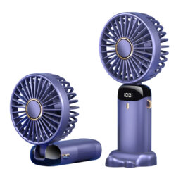 Mini ventilator silentios cu afisaj LED birou Techsuit N15, mov