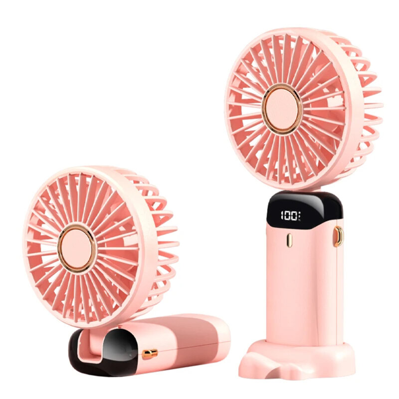 Mini ventilator silentios cu afisaj LED birou Techsuit N15, roz