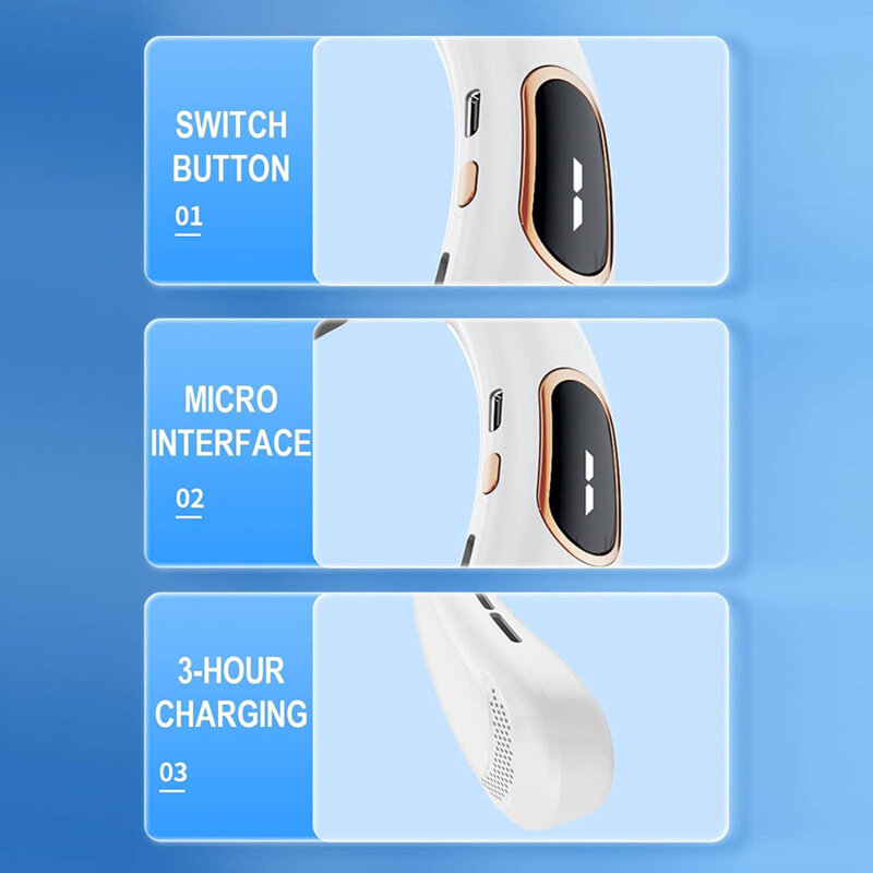 Ventilator portabil pentru gat, cu acumulator Techsuit H6, verde