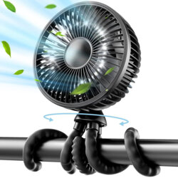 Ventilator portabil pentru carucior Techsuit, negru, DQ203