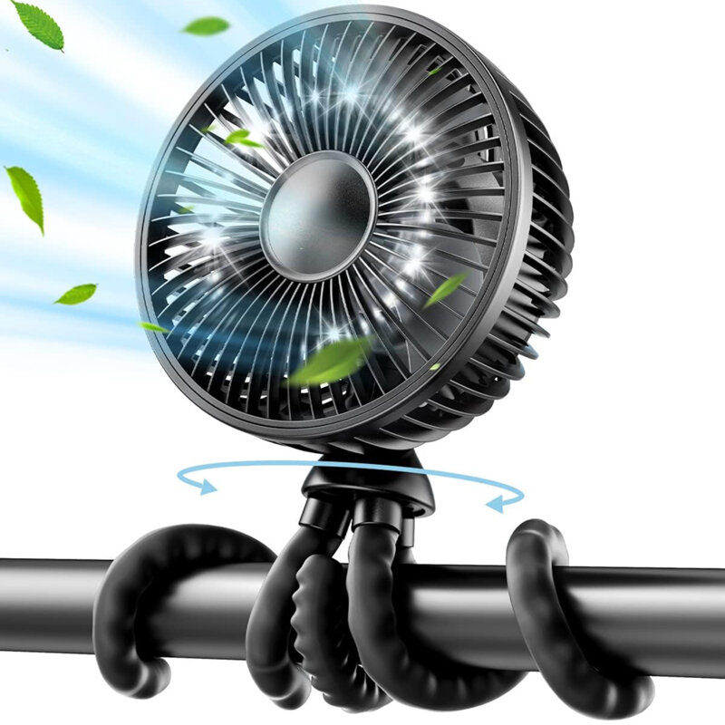 Ventilator portabil pentru carucior Techsuit, negru, DQ203
