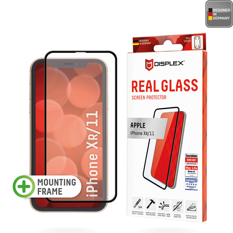 Folie sticla premium iPhone XR Displex Real Glass Full Cover, negru