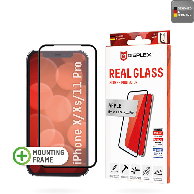 Folie sticla premium iPhone 11 Pro Displex Real Glass Full Cover, negru