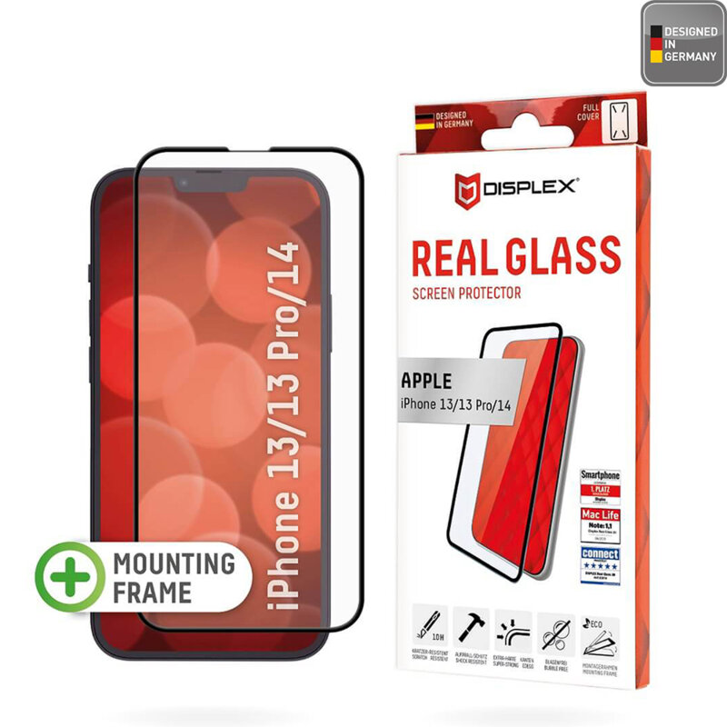 Folie sticla premium iPhone 13 Displex Real Glass Full Cover, negru