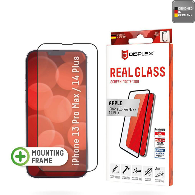 Folie sticla premium iPhone 13 Pro Max Displex Real Glass Full Cover, negru