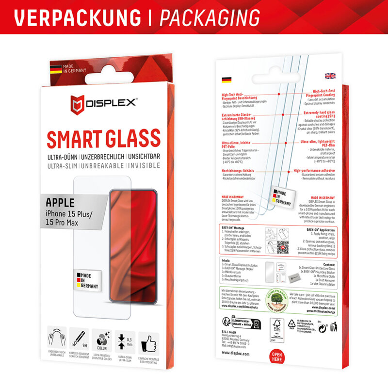 Folie premium iPhone 15 Plus Displex Smart FlexiGlass, transparenta
