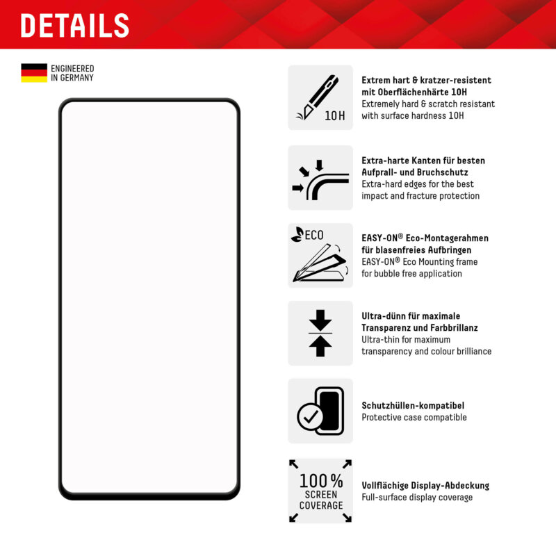 Folie sticla premium Samsung Galaxy A54 Displex Real Glass Full Cover, negru