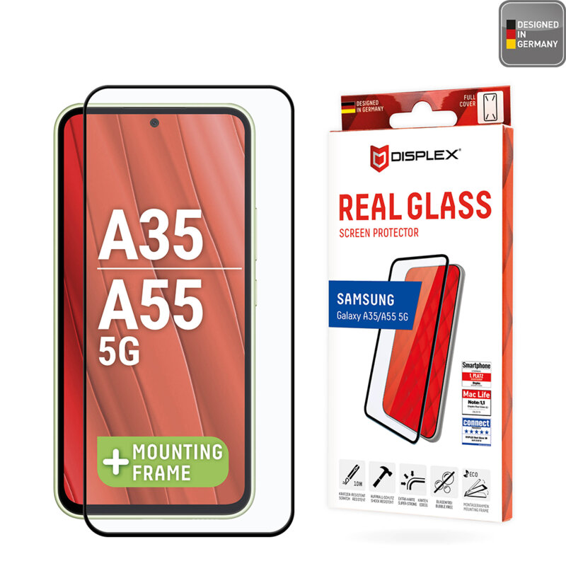 Folie sticla premium Samsung Galaxy A55 5G Displex Real Glass Full Cover, negru