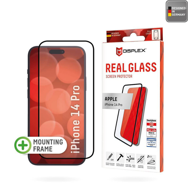 Folie sticla premium iPhone 14 Pro Displex Real Glass Full Cover, negru