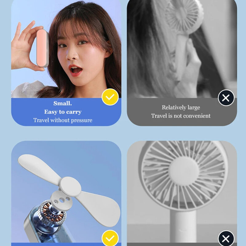 Ventilator portabil birou silentios cu baterie Techsuit TF1, roz