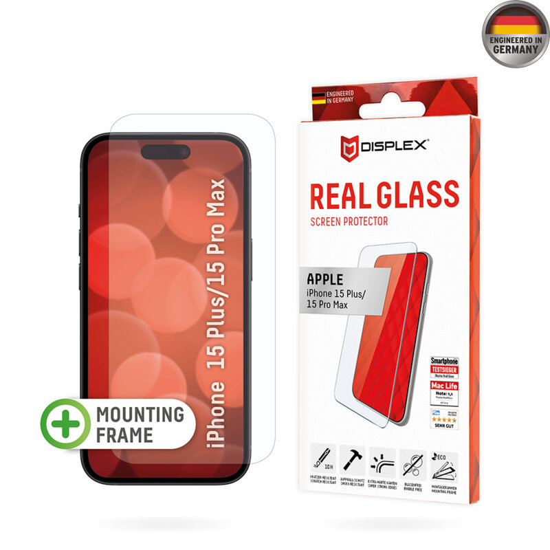 Folie sticla premium iPhone 15 Plus Displex Real Glass 2D, transparenta