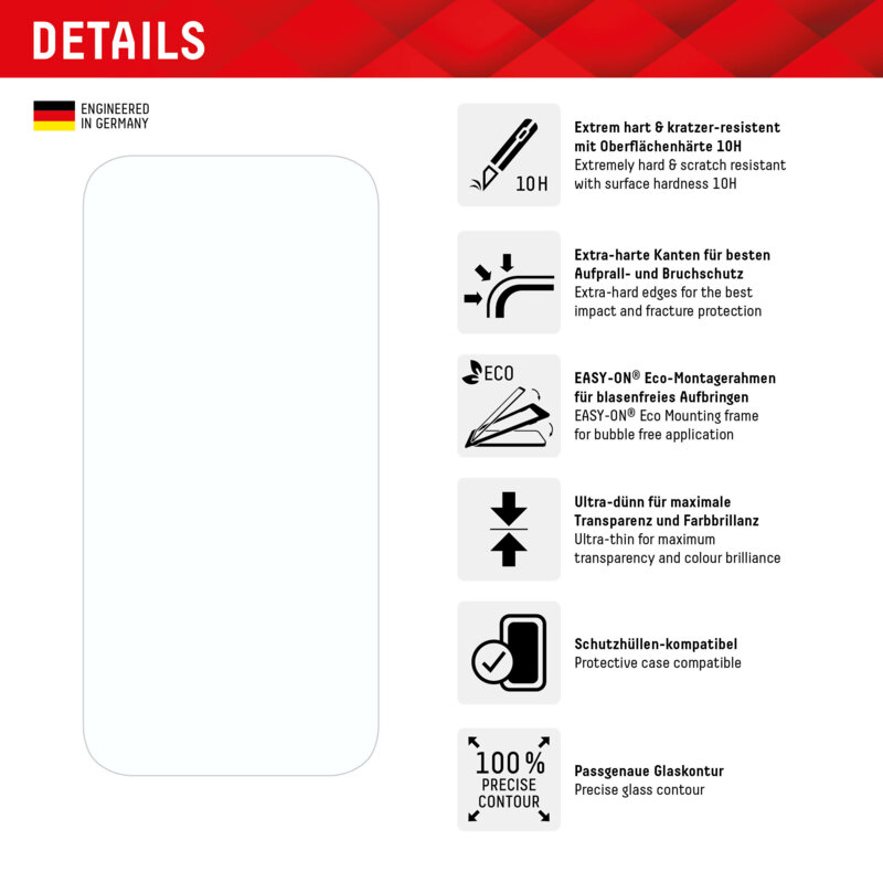 Folie sticla premium iPhone 15 Pro Max Displex Real Glass 2D, transparenta