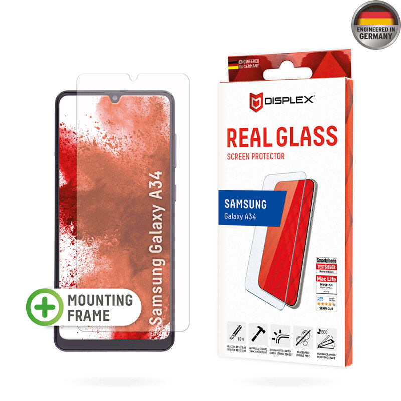 Folie sticla premium Samsung Galaxy A34 5G Displex Real Glass 2D, transparenta