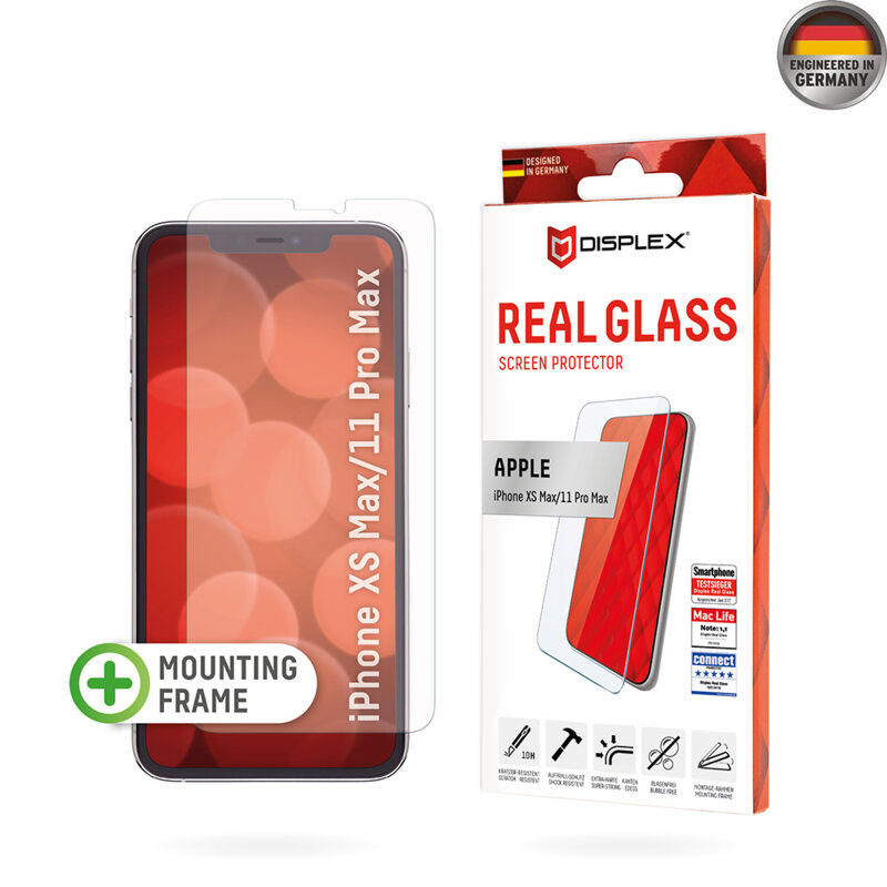 Folie sticla premium iPhone XS Max Displex Real Glass 2D, transparenta