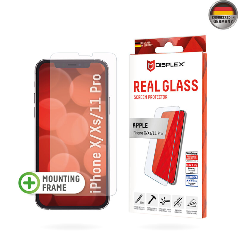 Folie sticla premium iPhone XS Displex Real Glass 2D, transparenta