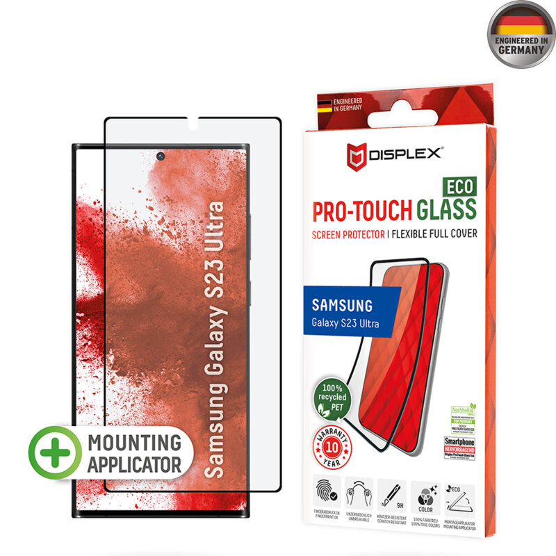 Folie premium Samsung Galaxy S23 Ultra Displex Pro Touch FlexiGlass Eco, negru