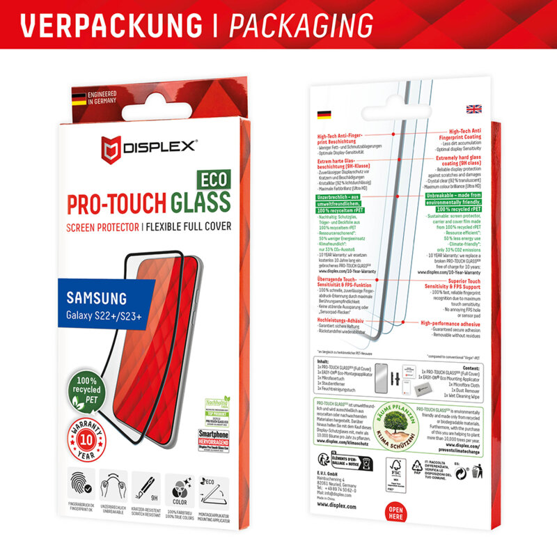 Folie premium Samsung Galaxy S22 Plus 5G Displex Pro Touch FlexiGlass Eco, negru